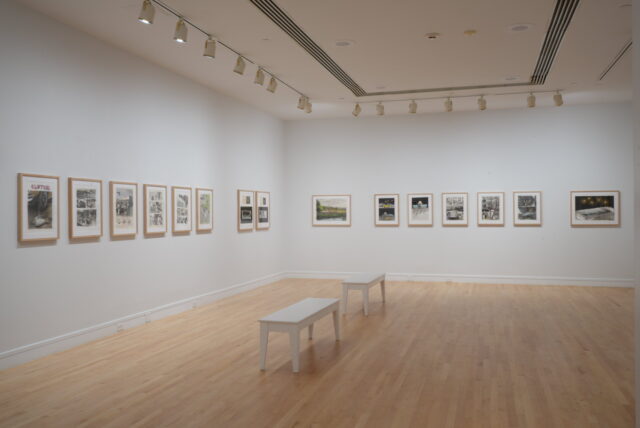 Wide view of installation of exhibition by Tyler Starr